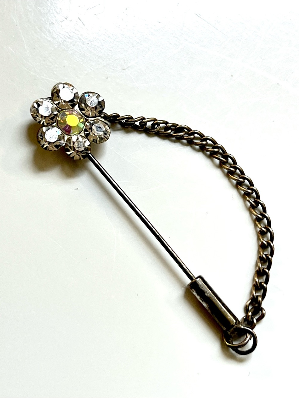 Vintage Rhinestone Modesty Pin - Picture 2 of 9